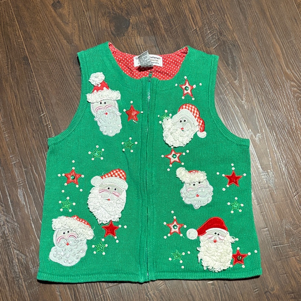 Vintage Green Santa Sweater Vest
